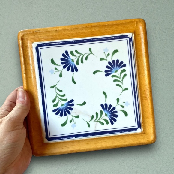 Vintage Dansk Sage Song Framed Tile Trivets 7 3/4” Set of 2 - Picture 5 of 11